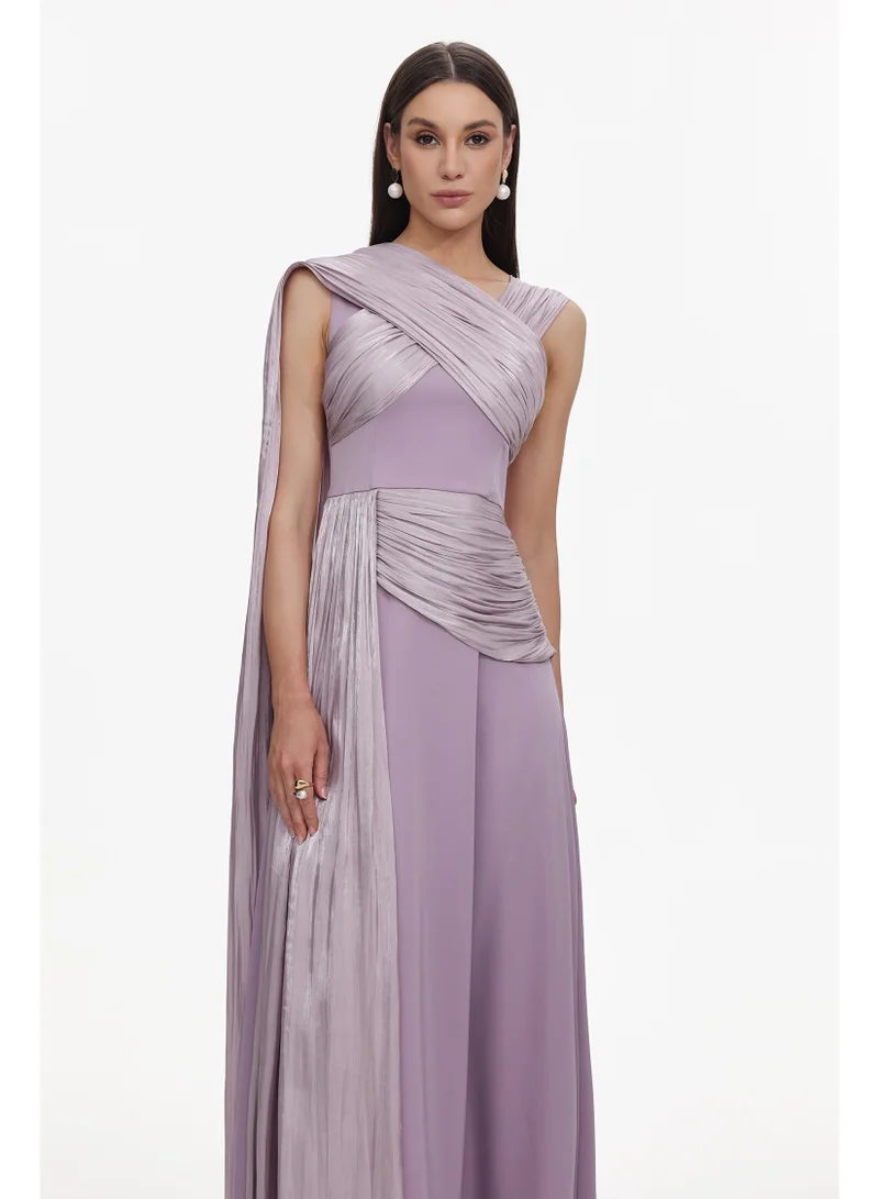 Bella Barnett  Rebekah Elegant Flowy Sleeveless Pleated Drape Maxi Dress for Women | Best Price UAE
